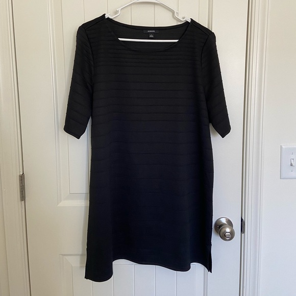 NWOT Alfani women’s solid black‎ ribbed texture long tunic top large - Picture 1 of 7